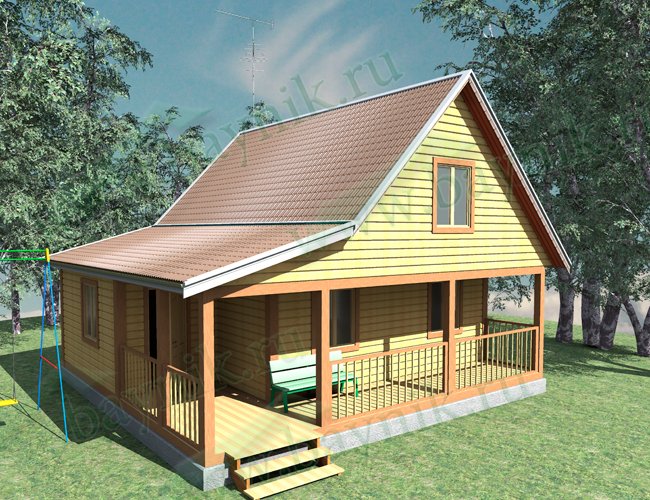 Красивый деревянный Дом проект 7х8
